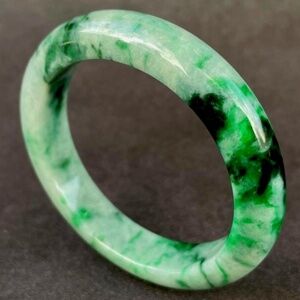 Emerald Floral Green Jadeite Jade Bangle Bracelet《56mm》《Grade A》